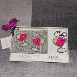 🍹VIRAL Rachel Zoe Pink Drink Beaded Purse and Charm Set
